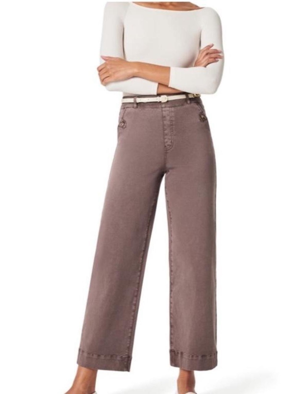 SPANX Stretch Twill Wide Leg Crop Pants size small